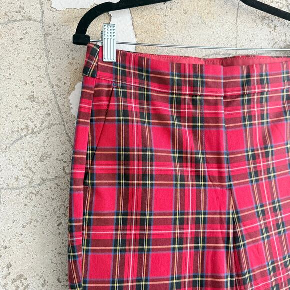 J Crew Tartan Plaid Pants Straight Leg Ankle Festive Christmas Check Women 8 - Picture 2 of 6